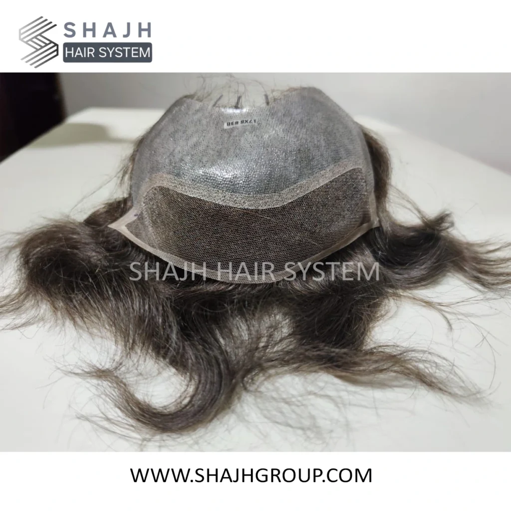 Frontal - Hair system with front lace and clear PU thin skin at the back.