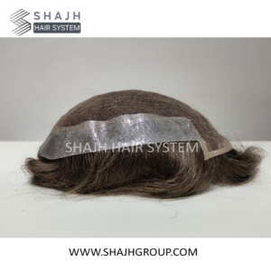 A8 - Men's Hair System French lace front, top and clear thin PU on the sides and back.